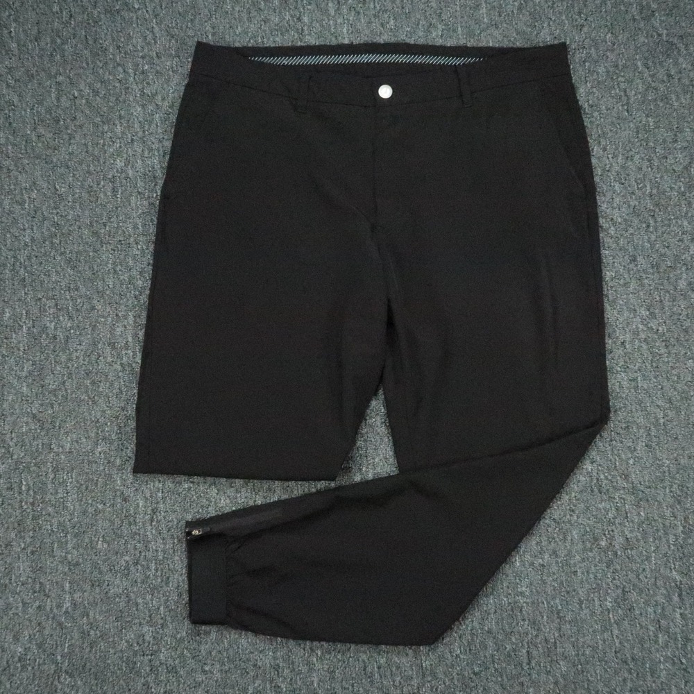 Primo Pants Mens 38x30 Black Trouser Straight Stretch Ankle Zip Golf Jogger